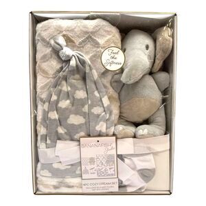 BananaFish Studio Elephant Cozy Dream Baby Nursery 4 Pc Gift Set Elephant Gray